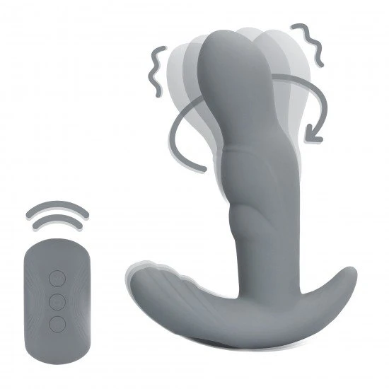 Estimulador Próstata Rotativo com Comando remoto - Gotham Grey Este Estimulador de Próstata Rotativo com Controle Remoto foi projetado para estimular sua próstata. Descubra momentos infinitos de alegria e apimente sua vida com Loveline!